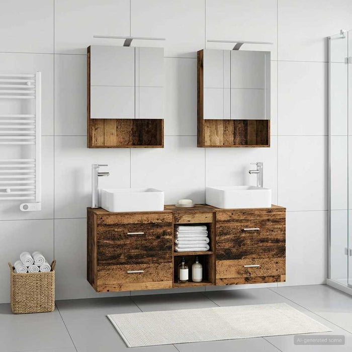 Set de mobilier pentru baie 5 pcs Lemn vechi WALTI