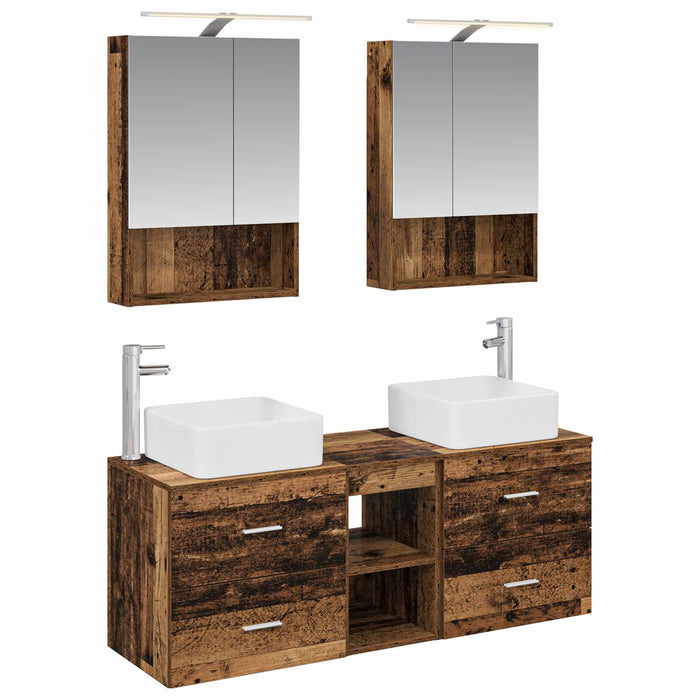 Set de mobilier pentru baie 5 pcs Lemn vechi WALTI