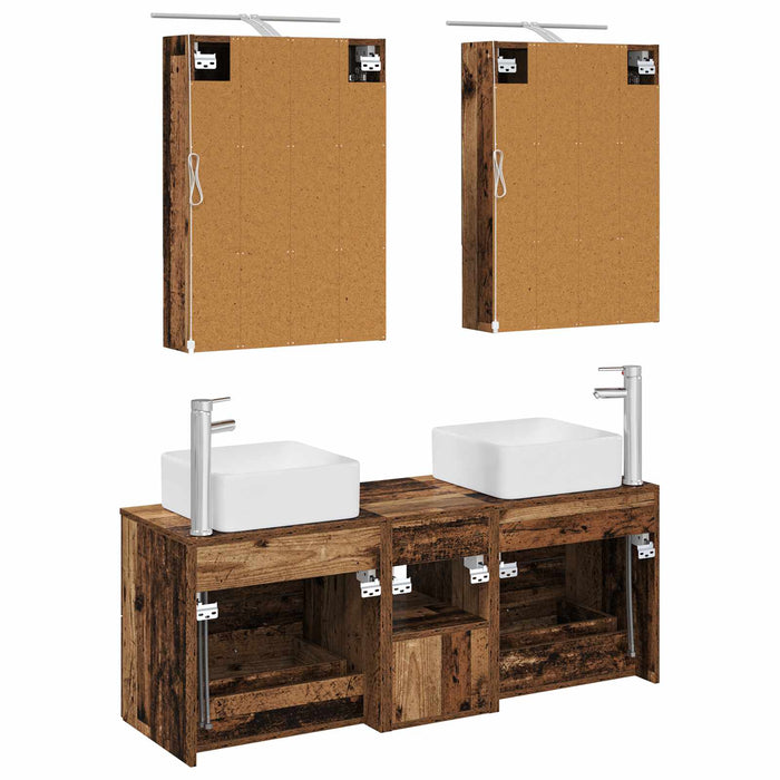 Set de mobilier pentru baie 5 pcs Lemn vechi WALTI