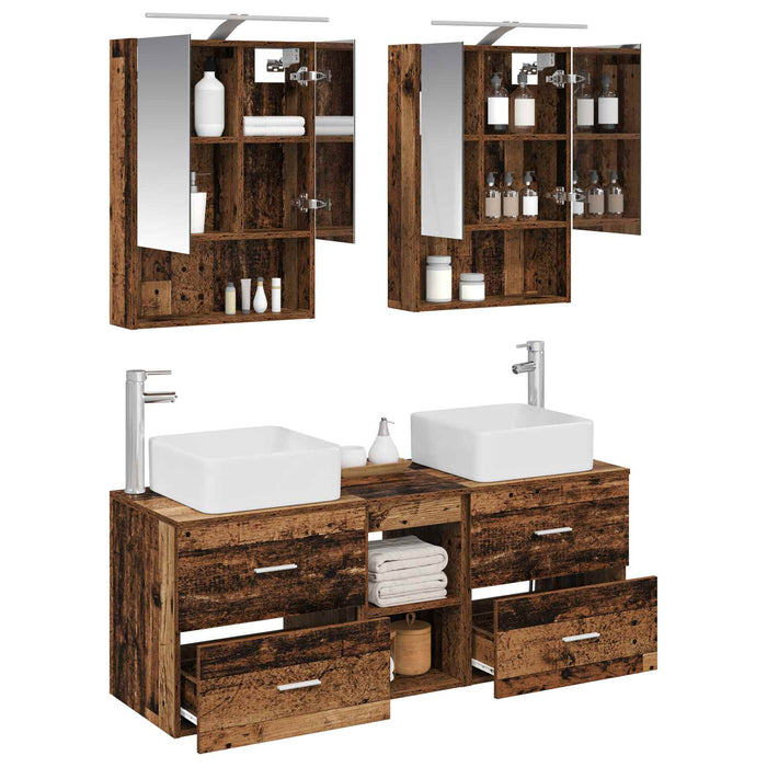 Set de mobilier pentru baie 5 pcs Lemn vechi WALTI