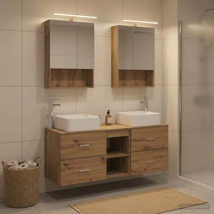 Set de mobilier pentru baie 5 buc. Stejar Artizanal WALTI
