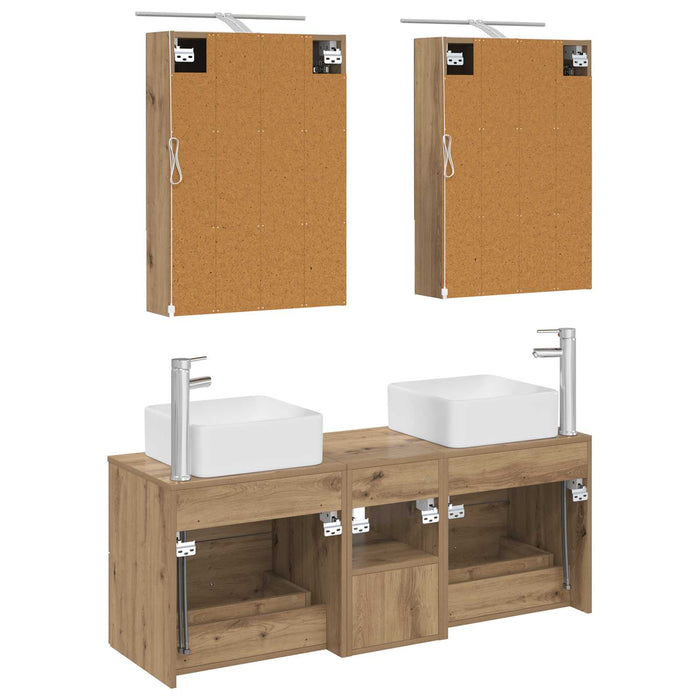 Set de mobilier pentru baie 5 pcs Stejar Artizanal WALTI