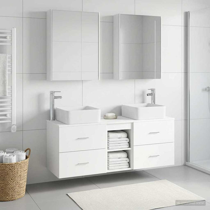 Set de mobilier pentru baie 5 pcs Alb Lemn prelucrat și sticlă WALTI