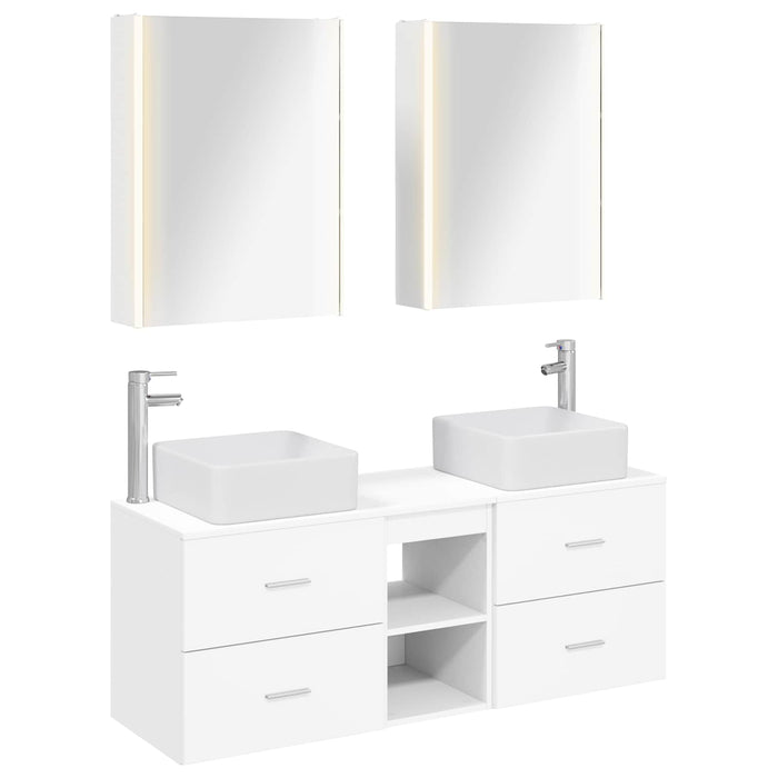 Set de mobilier pentru baie 5 pcs Alb Lemn prelucrat și sticlă WALTI
