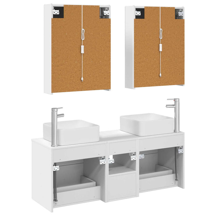 Set de mobilier pentru baie 5 pcs Alb Lemn prelucrat și sticlă WALTI
