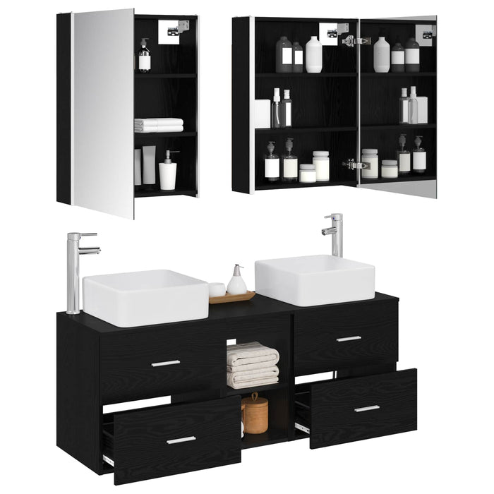 Set de mobilier pentru baie 5 pcs Stejar Negru WALTI