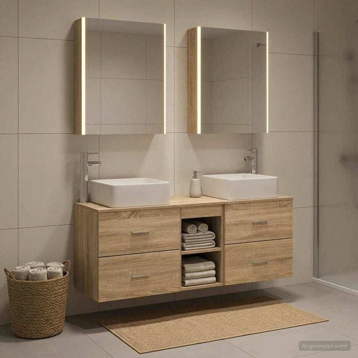 Set de mobilier pentru baie 5 buc. Stejar Sonoma - WALTI WALTI