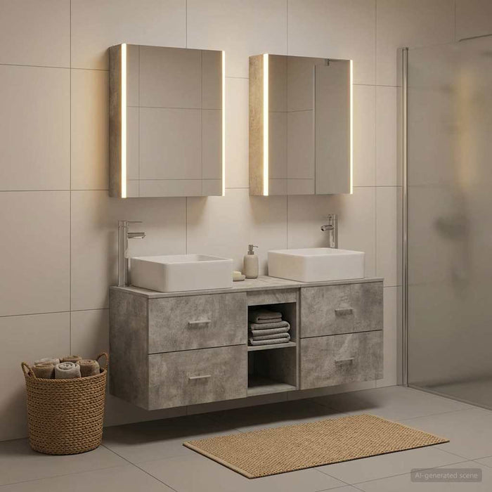 Set de mobilier pentru baie 5 buc. Gri Beton WALTI