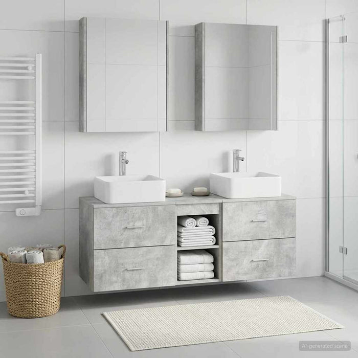 Set de mobilier pentru baie 5 buc. Gri Beton WALTI