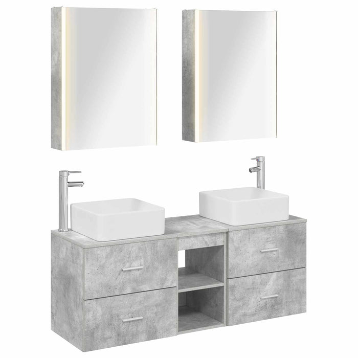 Set de mobilier pentru baie 5 pcs Gri Beton WALTI