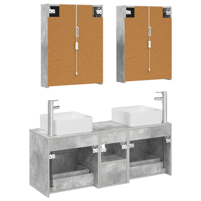 Set de mobilier pentru baie 5 pcs Gri Beton WALTI