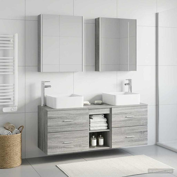 Set de mobilier pentru baie 5 pcs Sonoma gri WALTI