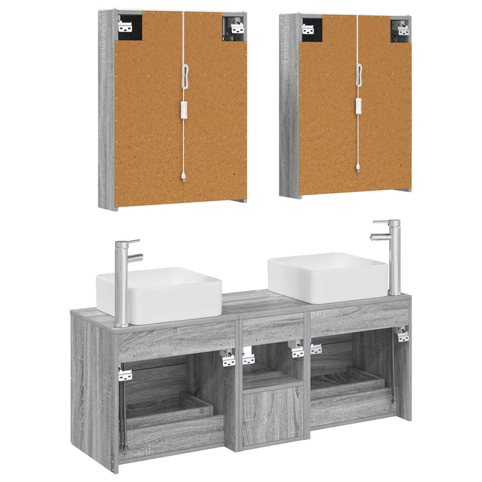 Set de mobilier pentru baie 5 pcs Sonoma gri WALTI