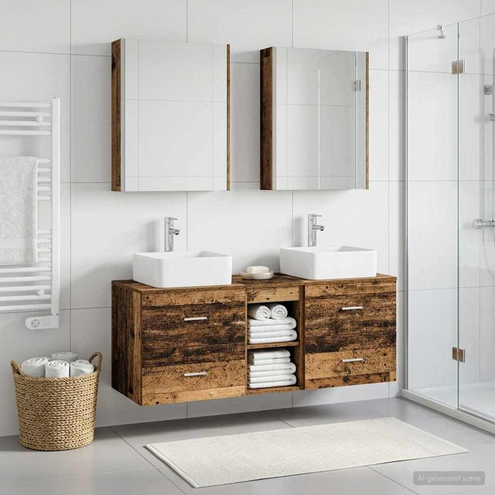 Set de mobilier pentru baie 5 pcs Lemn vechi WALTI