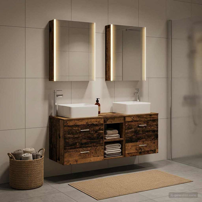 Set de mobilier pentru baie 5 buc. Lemn vechi - WALTI WALTI