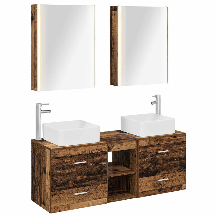 Set de mobilier pentru baie 5 pcs Lemn vechi WALTI