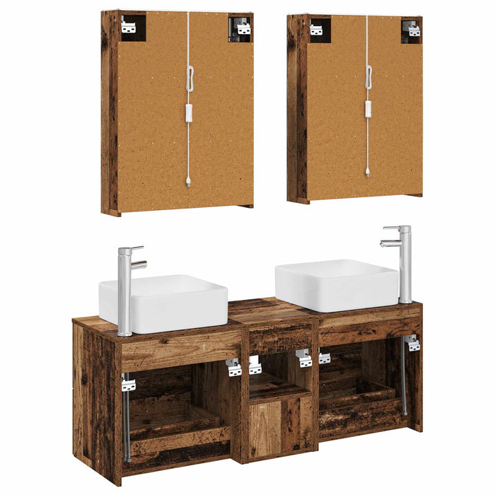 Set de mobilier pentru baie 5 pcs Lemn vechi WALTI