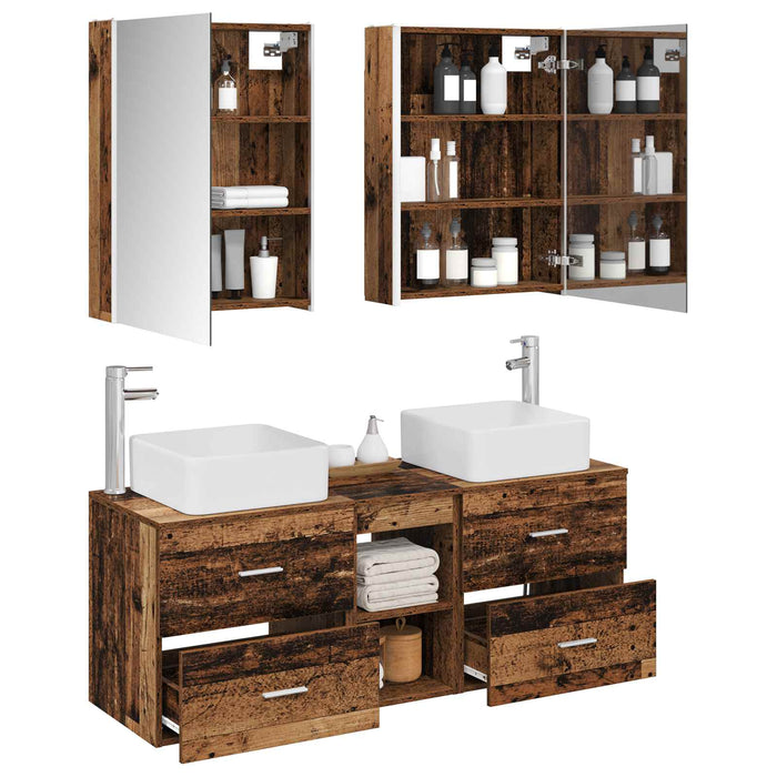 Set de mobilier pentru baie 5 pcs Lemn vechi WALTI