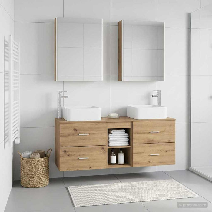 Set de mobilier pentru baie 5 pcs Stejar Artizanal WALTI