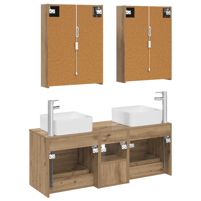 Set de mobilier pentru baie 5 pcs Stejar Artizanal WALTI