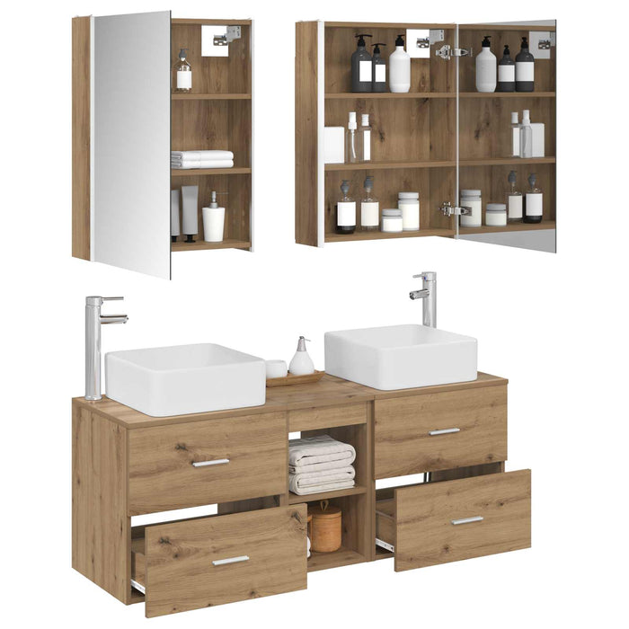 Set de mobilier pentru baie 5 pcs Stejar Artizanal WALTI