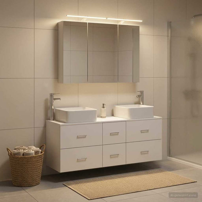 Set de mobilier pentru baie 4 buc. Alb Lemn prelucrat și sticlă WALTI