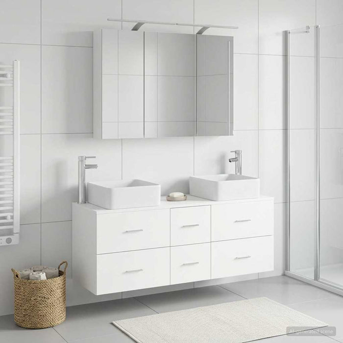 Set de mobilier pentru baie 4 buc. Alb Lemn prelucrat și sticlă WALTI