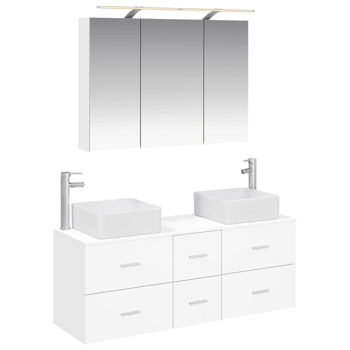 Set de mobilier pentru baie 4 pcs Alb Lemn prelucrat și sticlă WALTI