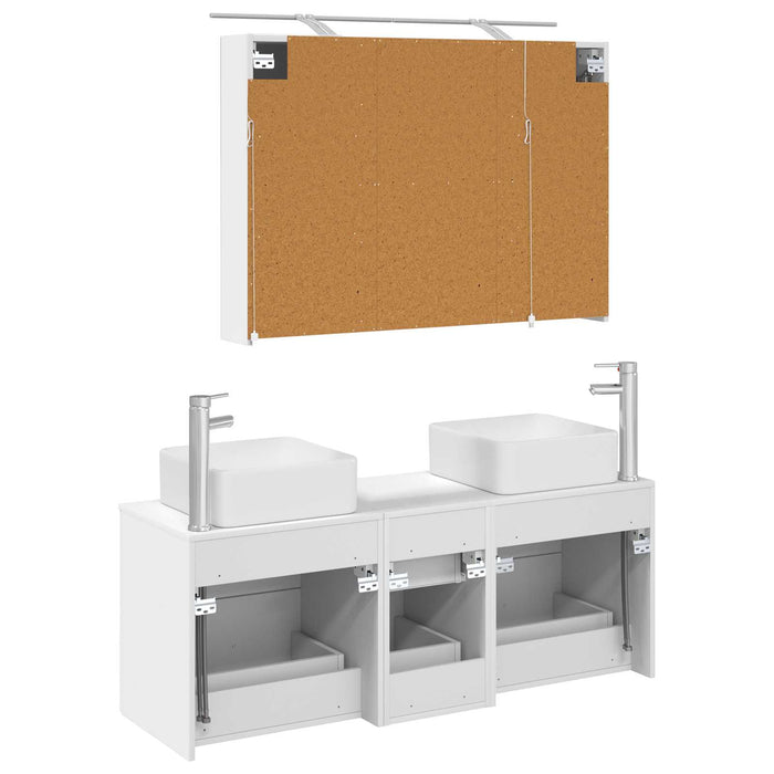 Set de mobilier pentru baie 4 pcs Alb Lemn prelucrat și sticlă WALTI