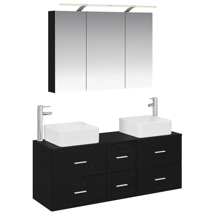 Set de mobilier pentru baie 4 pcs Stejar Negru WALTI