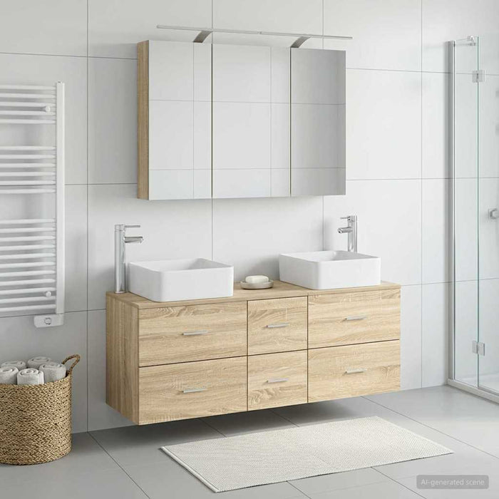 Set de mobilier pentru baie 4 pcs Stejar Sonoma WALTI