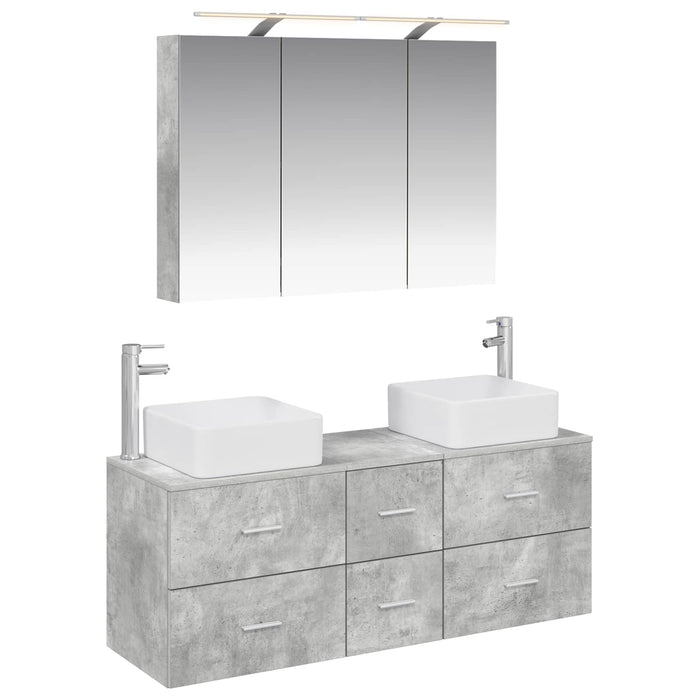Set de mobilier pentru baie 4 pcs Gri Beton WALTI