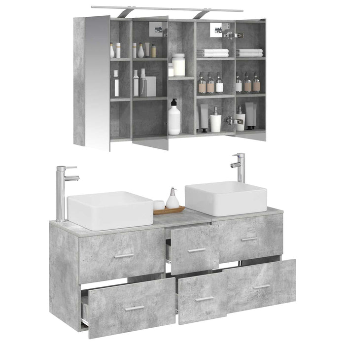 Set de mobilier pentru baie 4 pcs Gri Beton WALTI