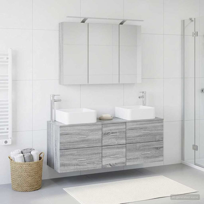Set de mobilier pentru baie 4 pcs Sonoma gri WALTI