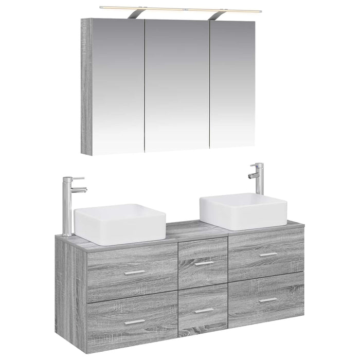 Set de mobilier pentru baie 4 pcs Sonoma gri WALTI