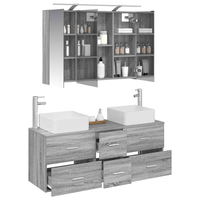 Set de mobilier pentru baie 4 pcs Sonoma gri WALTI