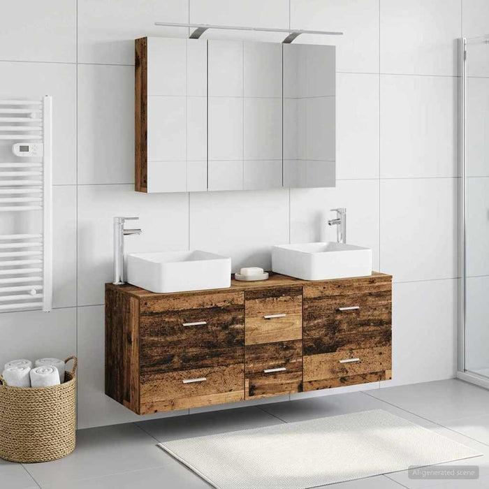 Set de mobilier pentru baie 4 buc. Lemn vechi WALTI
