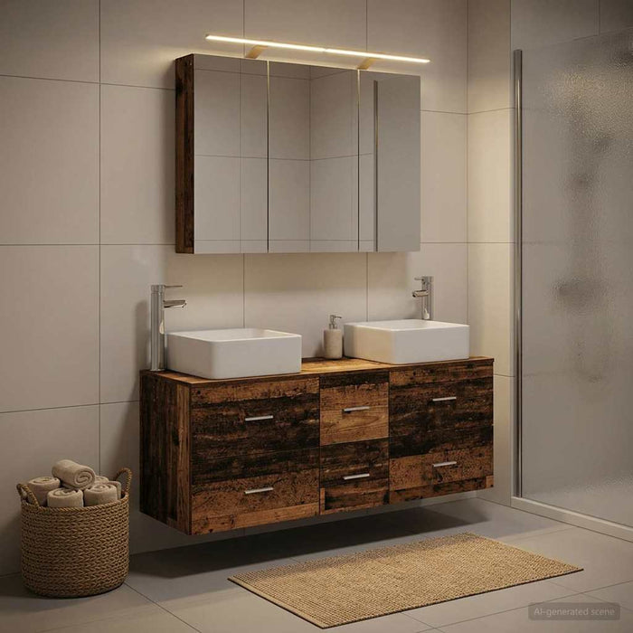 Set de mobilier pentru baie 4 buc. Lemn vechi WALTI
