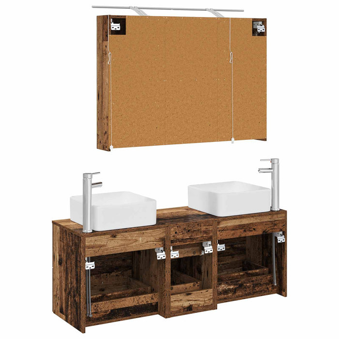 Set de mobilier pentru baie 4 buc. Lemn vechi WALTI