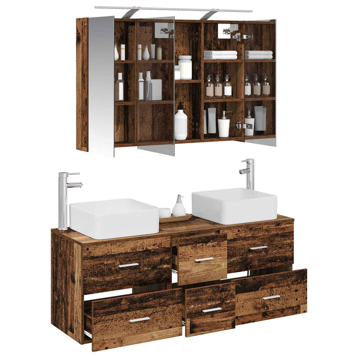 Set de mobilier pentru baie 4 buc. Lemn vechi WALTI