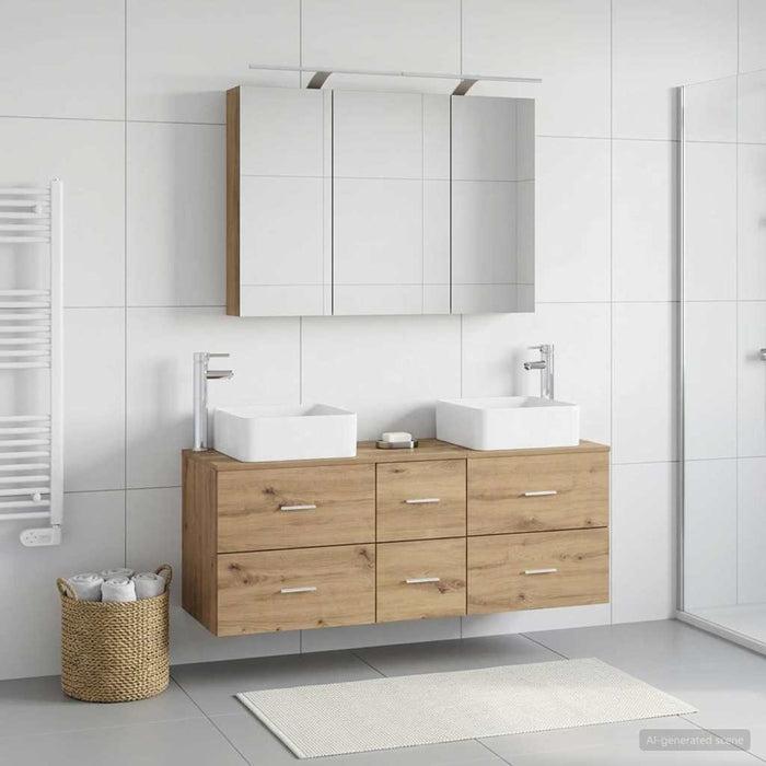 Set de mobilier pentru baie 4 buc. Stejar Artizanal WALTI
