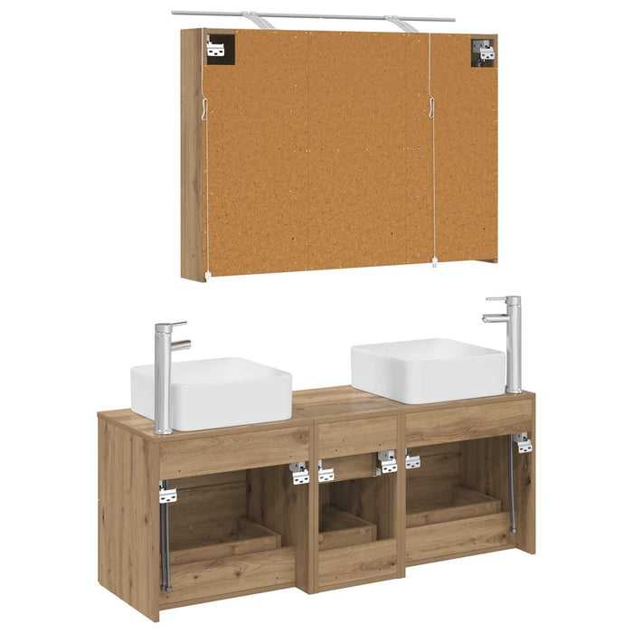 Set de mobilier pentru baie 4 pcs Stejar Artizanal WALTI