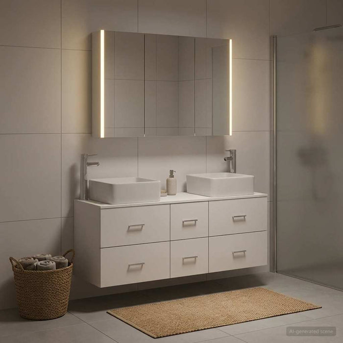 Set de mobilier pentru baie 4 buc. Alb Lemn prelucrat și sticlă WALTI