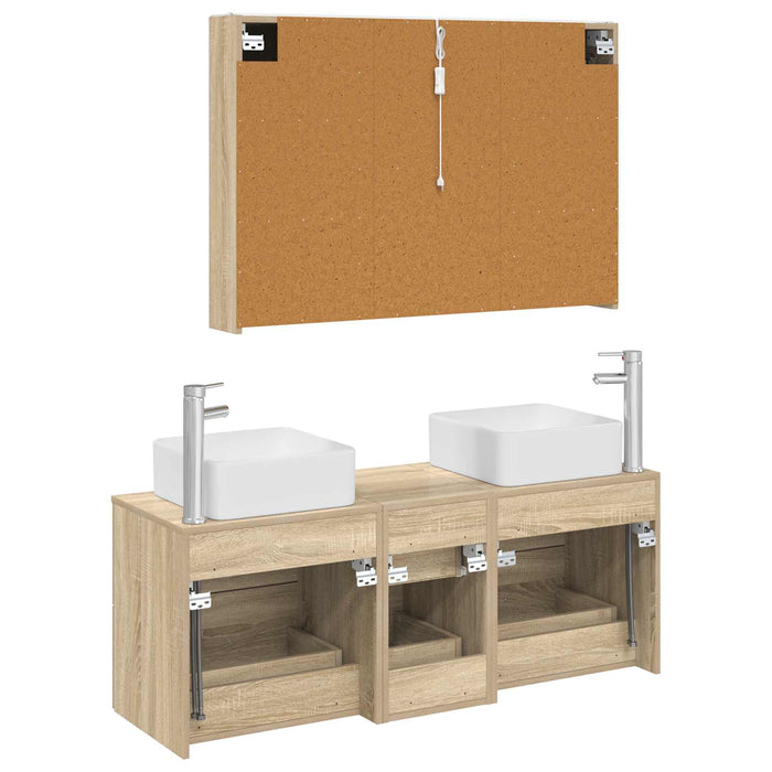 Set de mobilier pentru baie 4 pcs Stejar Sonoma WALTI