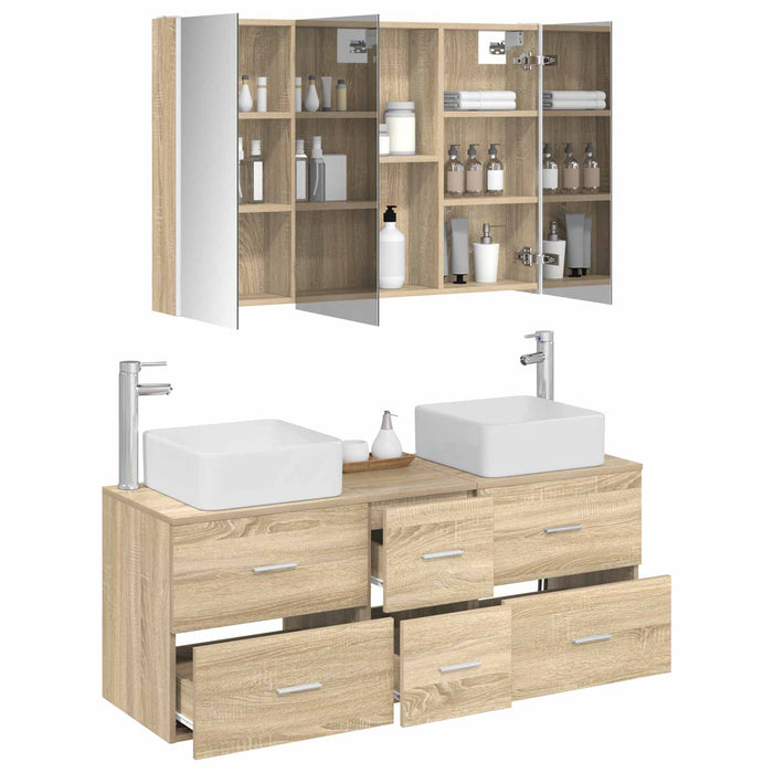 Set de mobilier pentru baie 4 pcs Stejar Sonoma WALTI