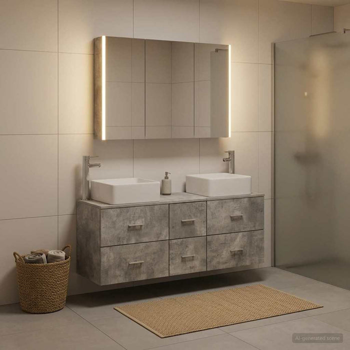 Set de mobilier pentru baie 4 buc. Gri Beton - WALTI WALTI