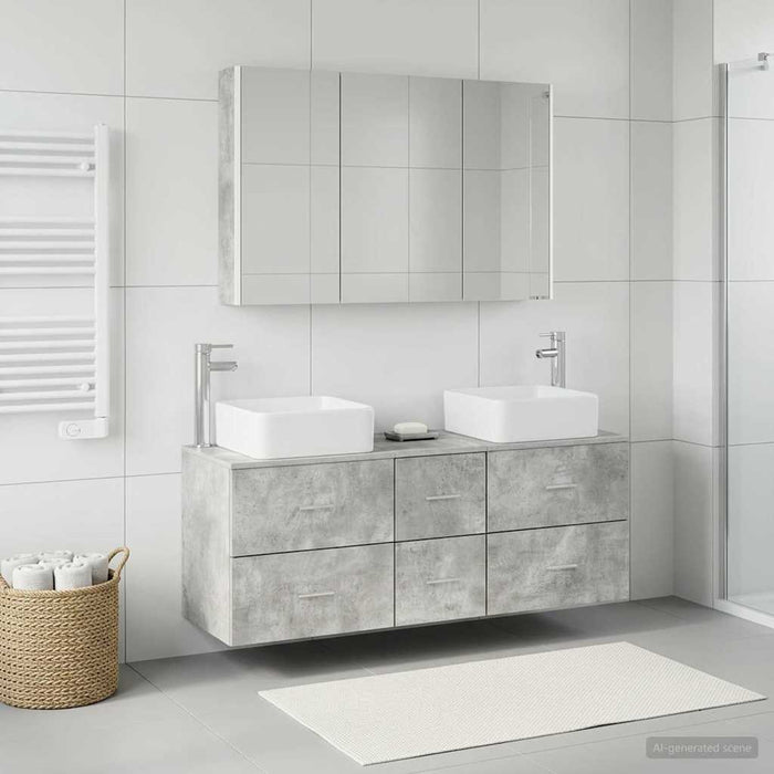 Set de mobilier pentru baie 4 buc. Gri Beton - WALTI WALTI