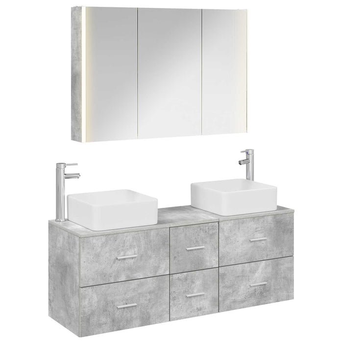 Set de mobilier pentru baie 4 pcs Gri Beton WALTI