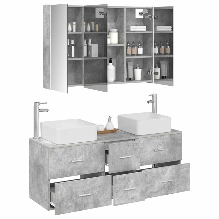 Set de mobilier pentru baie 4 pcs Gri Beton WALTI