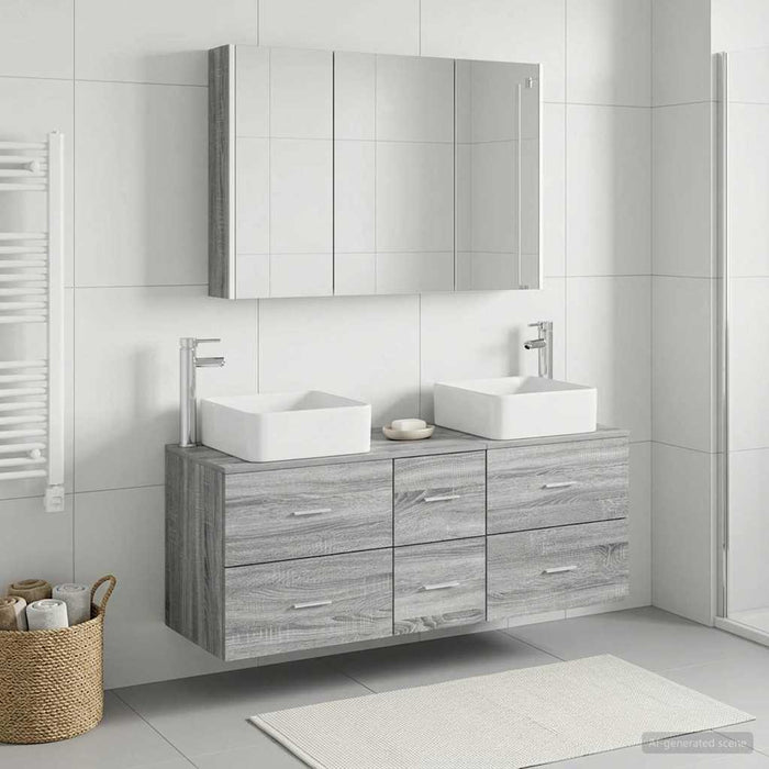 Set de mobilier pentru baie 4 buc. Sonoma gri WALTI